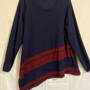 Avenue Long Sleeve Top in Navy and Red